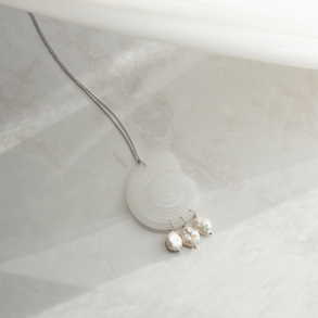 White Quartz Spiral Necklace Silver